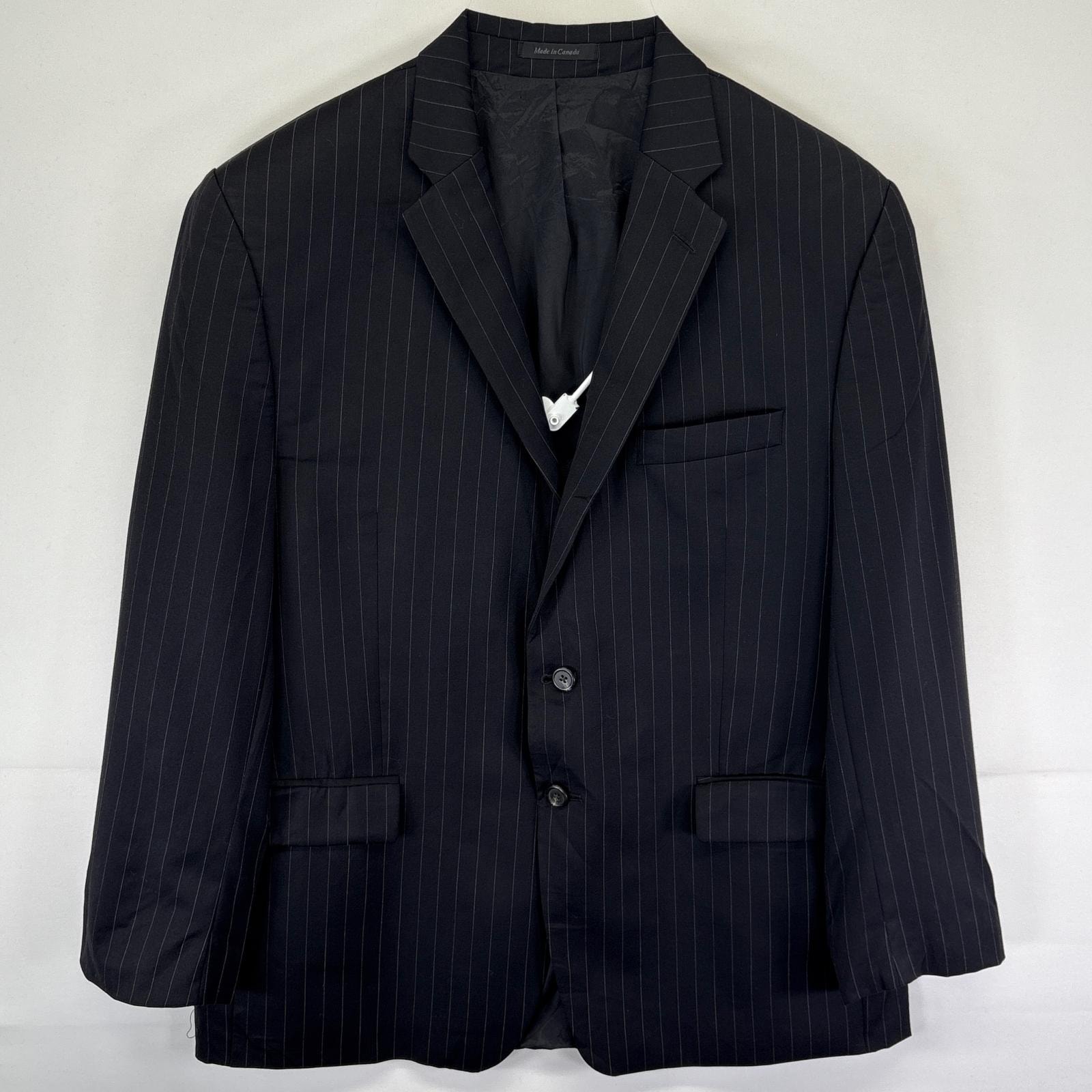 古着 ローレンラルフローレン LaurenRalphLauren テーラードジャケット ブレザー スーツ ストライプ 2ボタン  ブラック メンズ