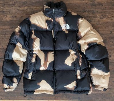 Supreme x The North Face Bleached Denim Print Nuptse Jacket "Black"