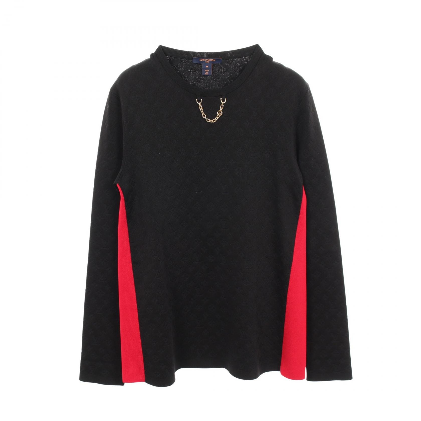 ルイ・ヴィトン LOUIS VUITTON モノグラム チェーン付き ニット 衣料品 トップス シルク ナイロン レッド レディース ブラック系 / レッド系 RW221B OJ6 FMKL55 【中古】