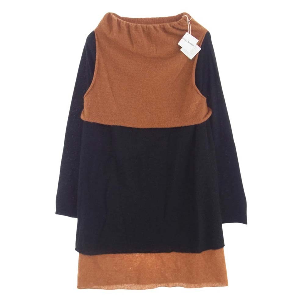 ISSEY MIYAKE イッセイミヤケ ワンピース IM43KG268 INTERPLAY バイカラー ニット ワンピース スカート ブラック系 オレンジ系 2【中古】