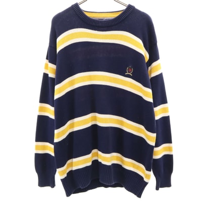 TOMMY HILFIGER トミーヒルフィガー 90s オールド ボーダー 長袖 セーター M ネイビー ニット