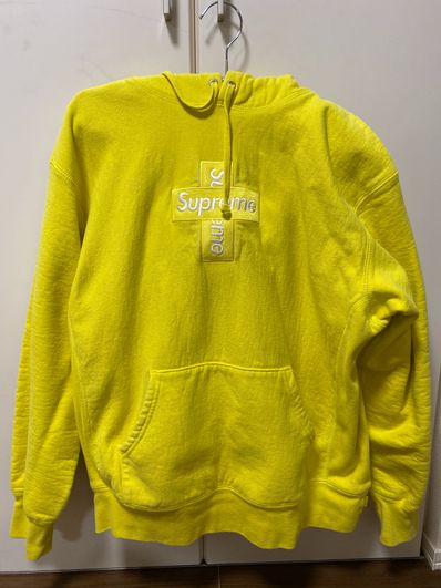 Supreme Cross Box Logo Hooded Sweatshirt "Yellow"