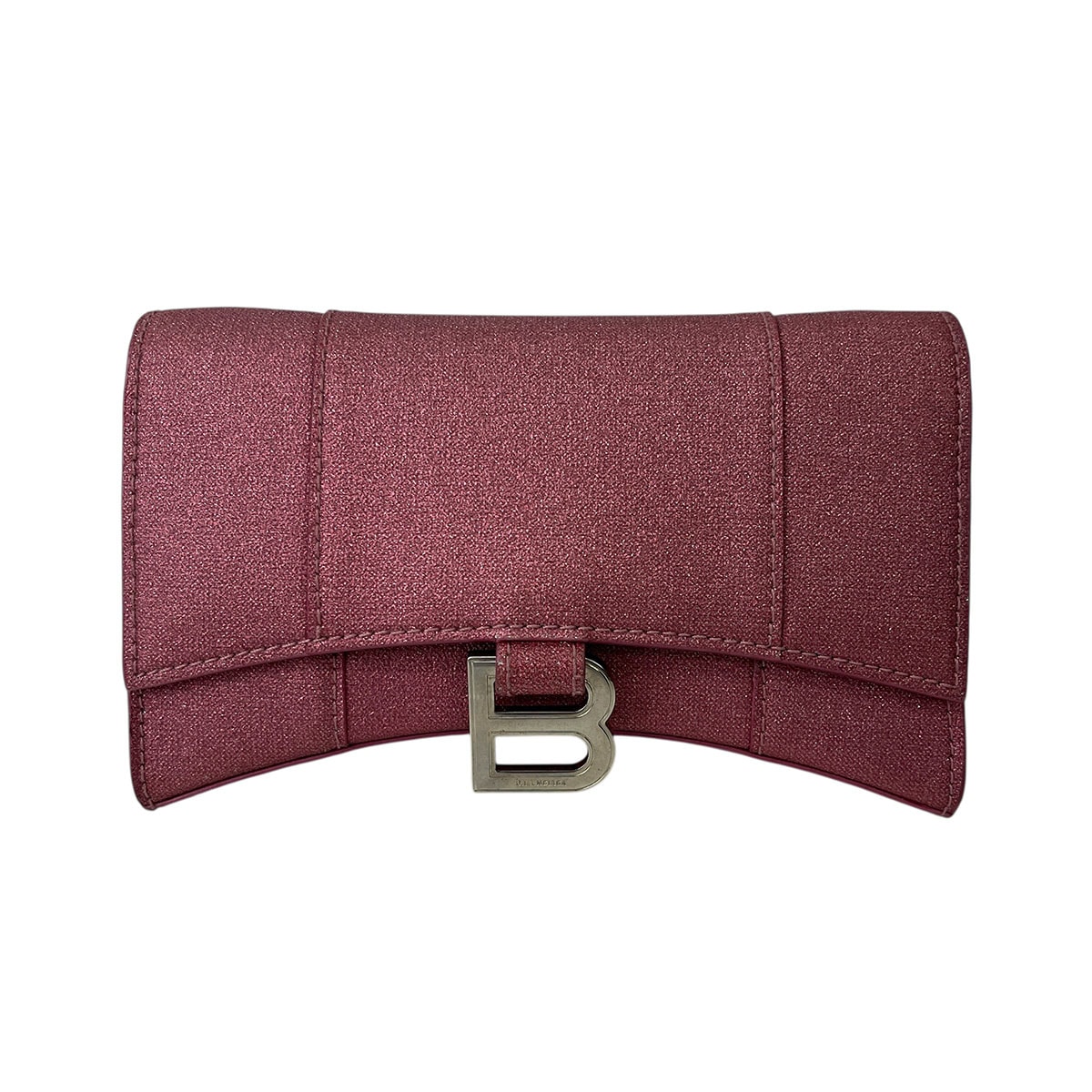 BALENCIAGA バレンシアガ アワーグラス ミディアム チェーン ショルダー 長財布 600211 レザー ピンク レディース【中古】