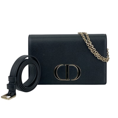 Christian Dior クリスチャンディオール 30 MONTAIGNE モンテーニュ ベルトバッグ 2-IN-1 ポーチ ウエストバッグ ショルダーバッグ S2086OBAE レザー ブラック レディース【中古】