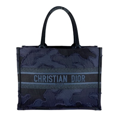 クリスチャンディオール Christian Dior ハンドバッグ ブックトート ミディアム キャンバス ネイビー レディース【中古】 z10121