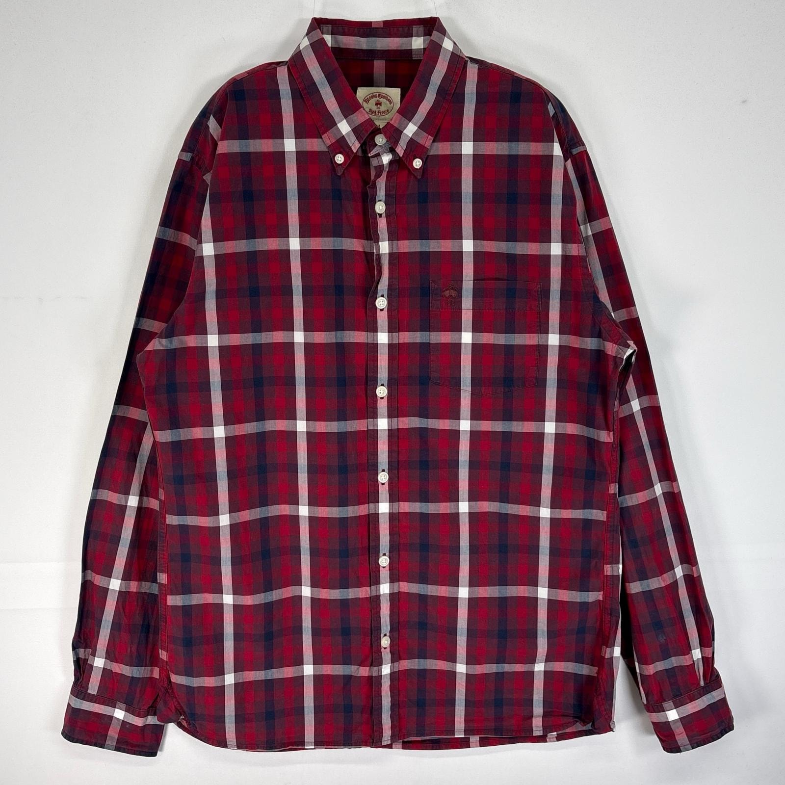 古着 ブルックスブラザーズ Brooks Brothers 長袖シャツ ロゴ 刺繍 RED FLEECE チェック M  レッド系 マルチカラー メンズ