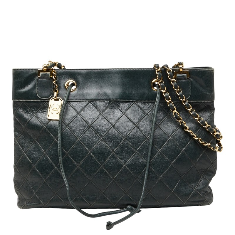 シャネル ビコローレ チェーン トートバッグ ショルダーバッグ 斜めかけ グリーン レザー レディース CHANEL 【中古】