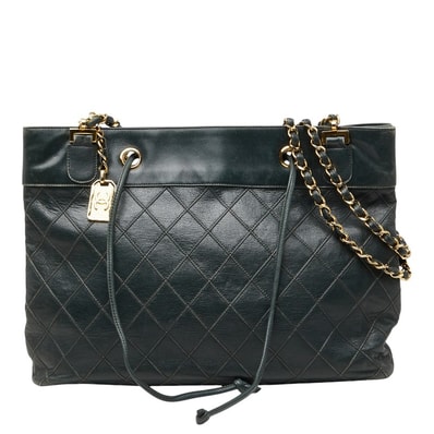 シャネル ビコローレ チェーン トートバッグ ショルダーバッグ 斜めかけ グリーン レザー レディース CHANEL 【中古】