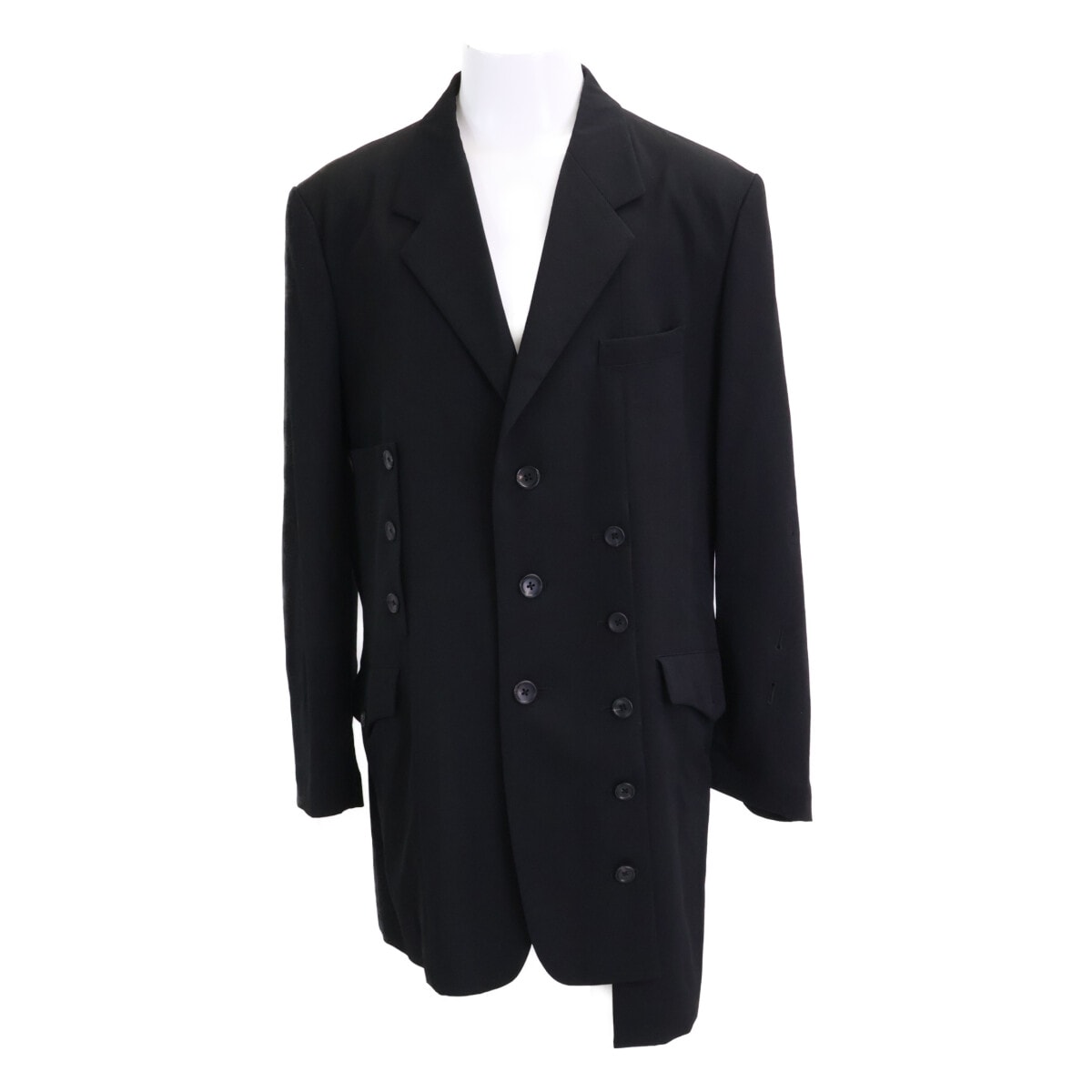 ヨウジヤマモトプールオム 【美品/25年製】HP-J21-100 WOOL GABARDINE SLEEVE BUTTON ASYMMETRY JACKET アシメントリージャケット 3