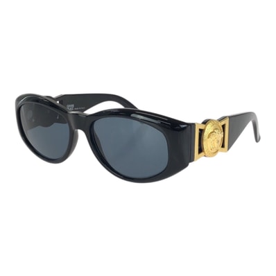 美品 VERSACE ヴェルサーチ ヴィンテージ メデューサ ブラック 黒 ゴールド金具 プラスチック メタル/ サングラス 男女兼用 オーバル 602739 【中古】