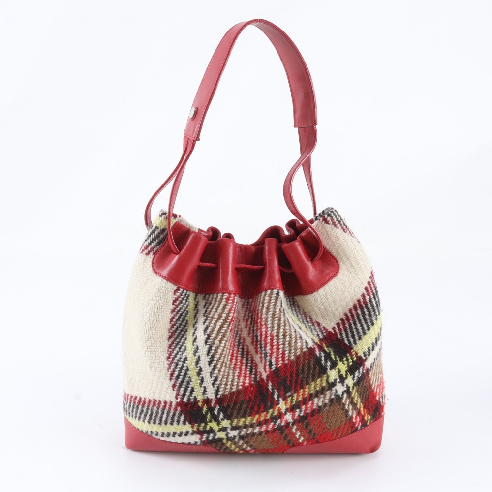 ■美品 バーバリー チェック ウール バケットバッグショルダーバッグ