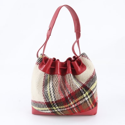 ■美品 バーバリー チェック ウール バケットバッグショルダーバッグ