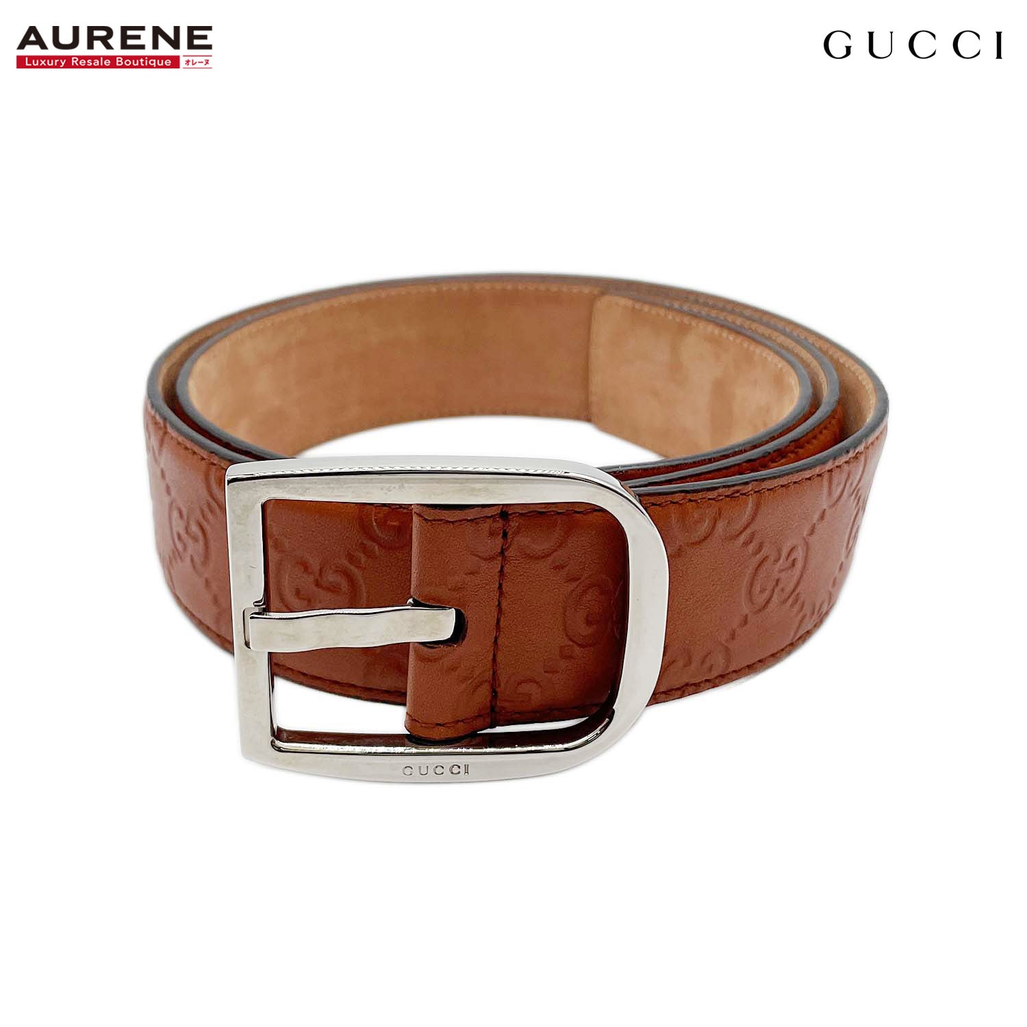 GUCCI グッチ ベルト SVバックル GG グッチシマ 260934 レザー OS ブラウン メンズ
 【中古】