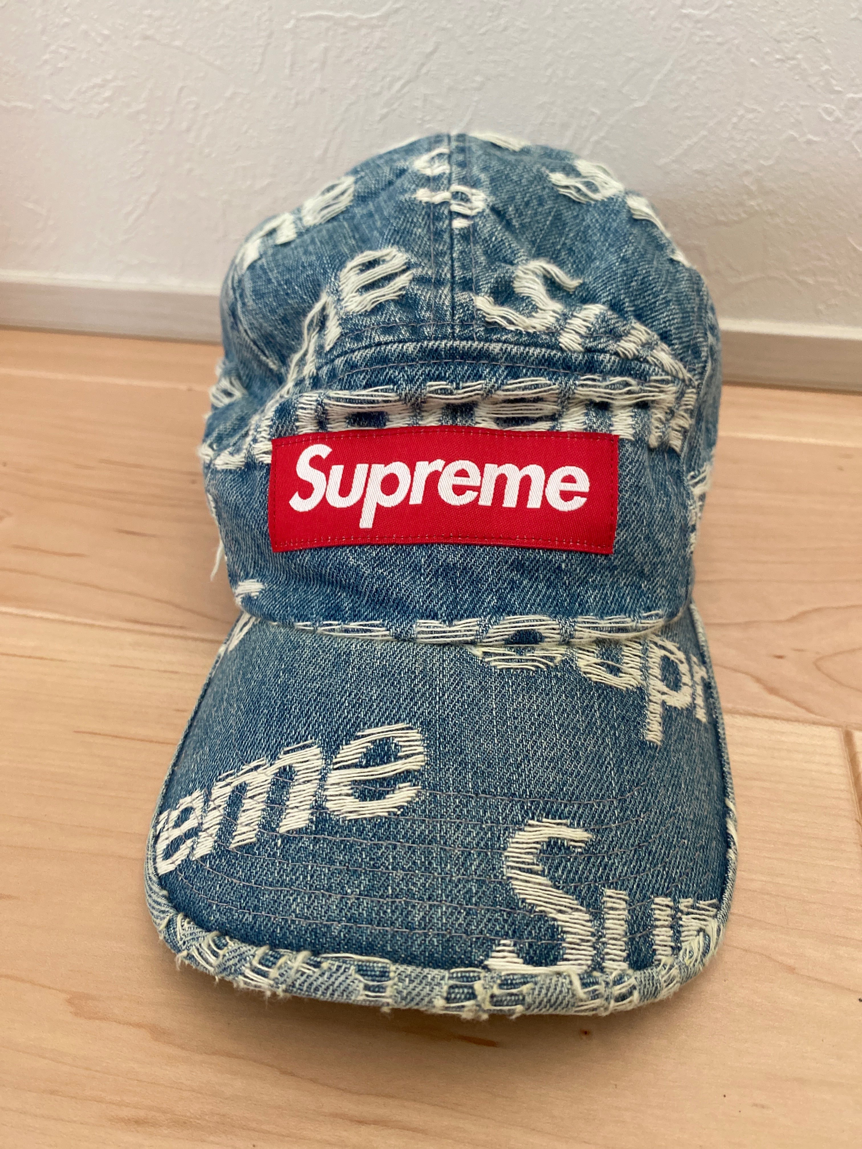 Supreme Frayed Logos Denim Camp Cap "Blue"