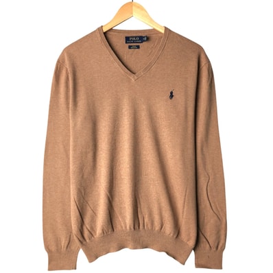 古着 ラルフローレン Ralph Lauren POLO RALPH LAUREN SLIM FIT PIMA COTTON Vネック ピマコットンニットセーター メンズM相当/eaa434313