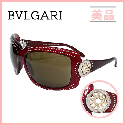 ブルガリ サングラス トンドサン ボルドー ラインストーン ボルドー レッド