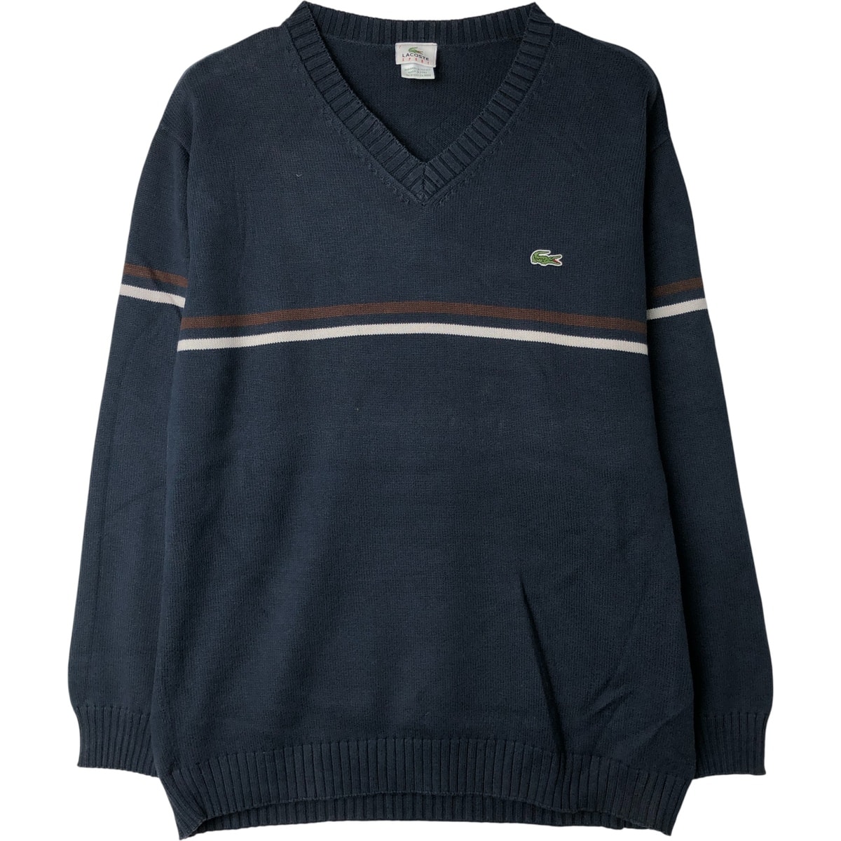 古着 ラコステ LACOSTE SPORT Vネック コットンニットセーター メンズXXL相当/eaa399974