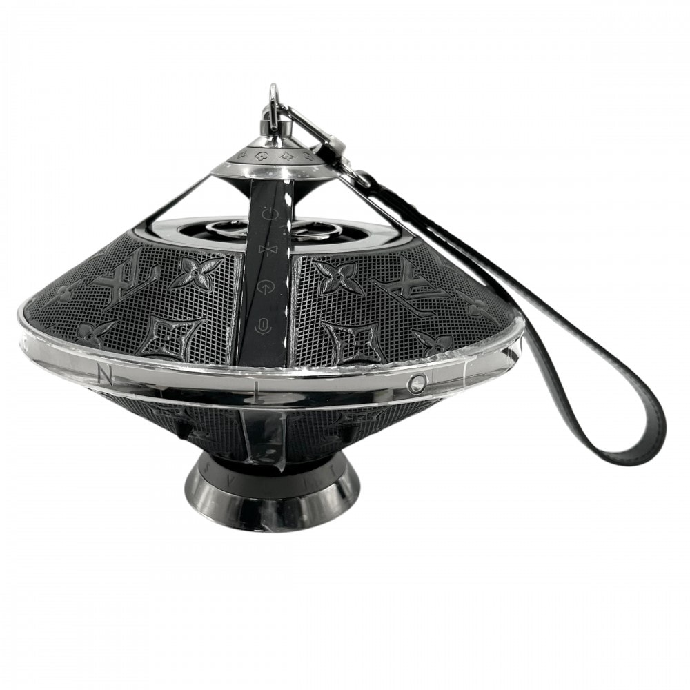 LOUIS VUITTON ルイヴィトン オブジェ モノグラム ホライゾン ライトアップスピーカー 置物 小物 QAC000 ブラック 黒 シルバー金具 ユニセックス 美品【中古品】