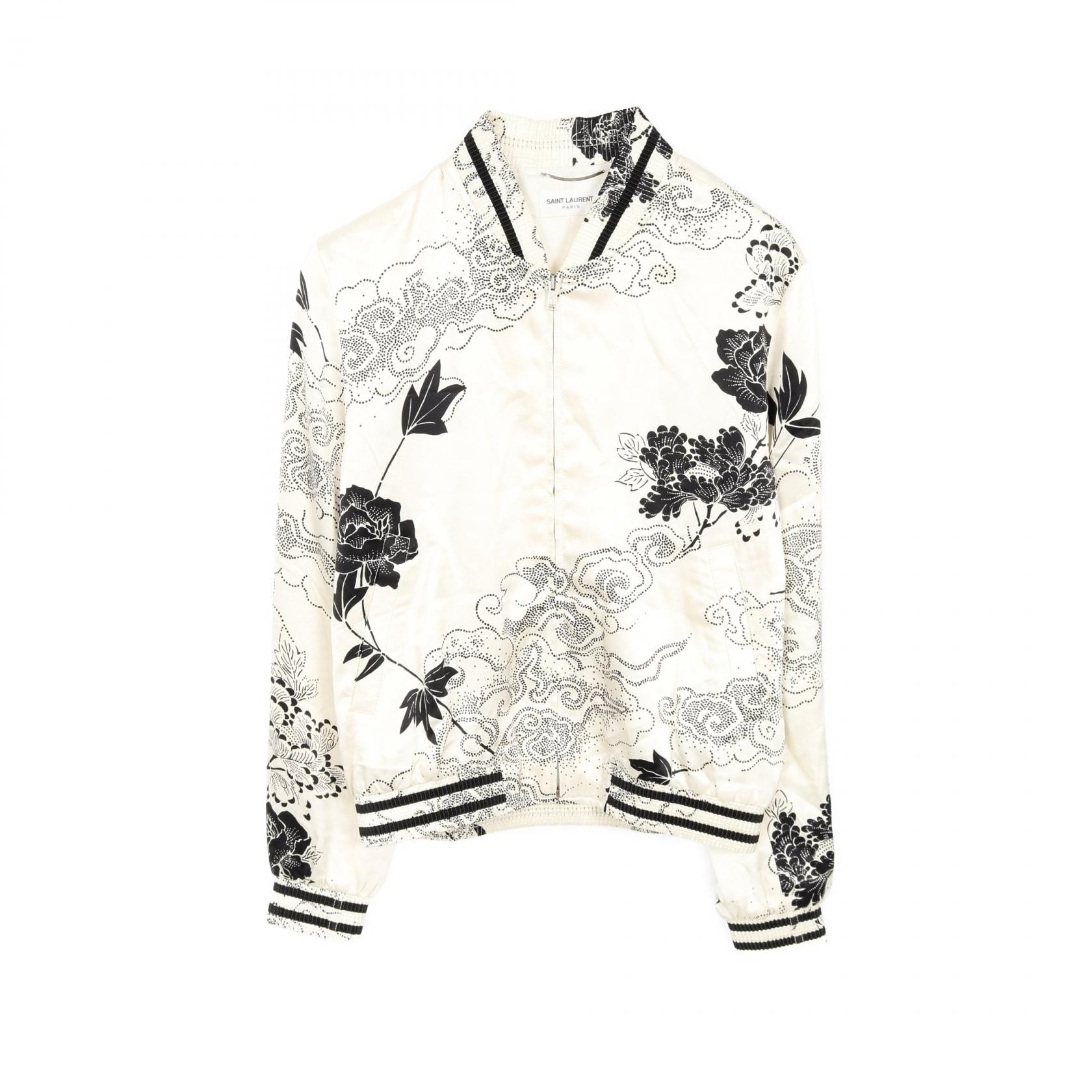 サンローラン SAINT LAURENT ブルゾン 衣料品 アウター シルク メンズ アイボリー系 / ブラック系 【中古】