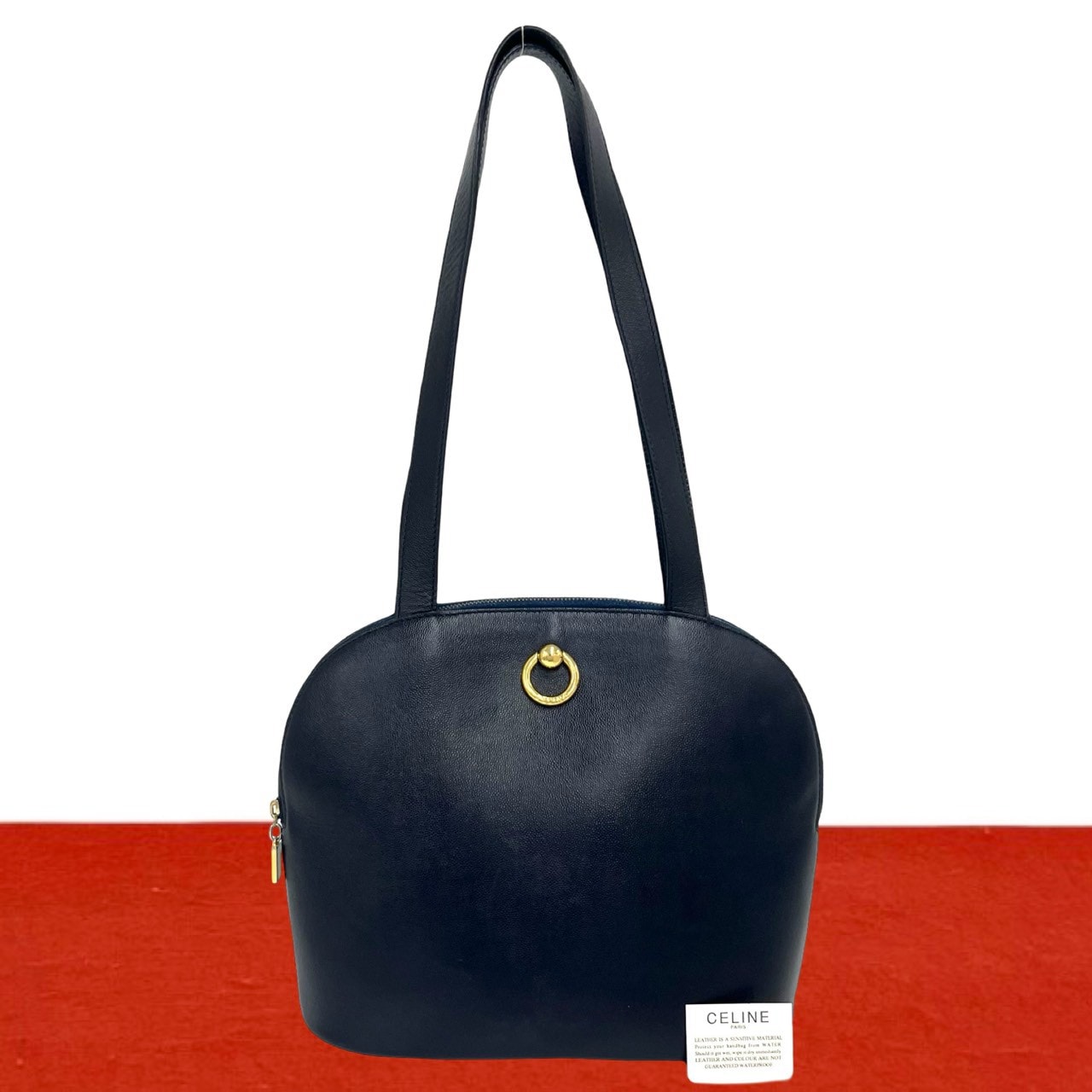 CELINE セリーヌ リングロゴ 金具 レザー ショルダーバッグ ネイビー
 15426