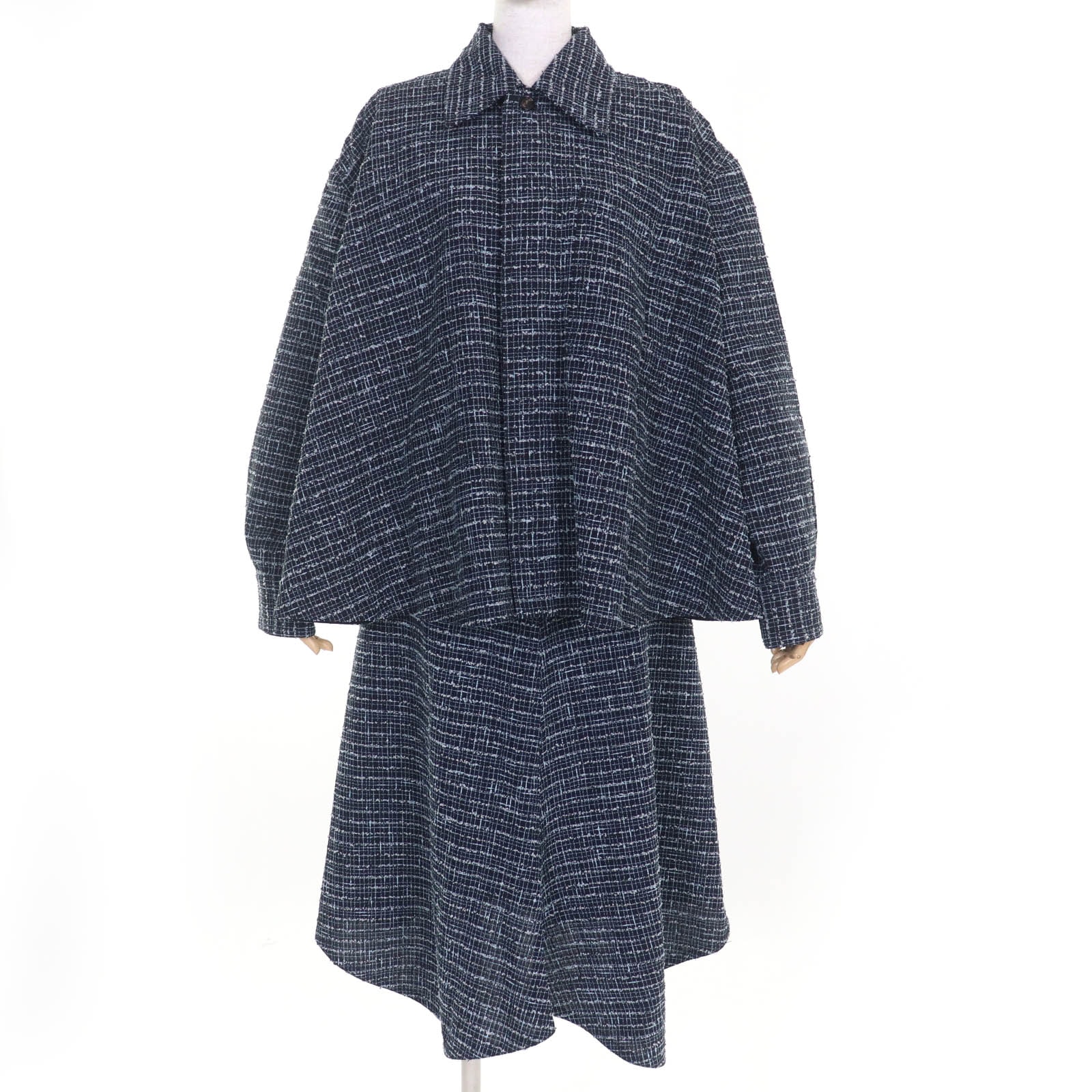 極美品 ボッテガヴェネタ
 セットアップ ネイビー レディース ジャケット：38 スカート：40 793098 791149