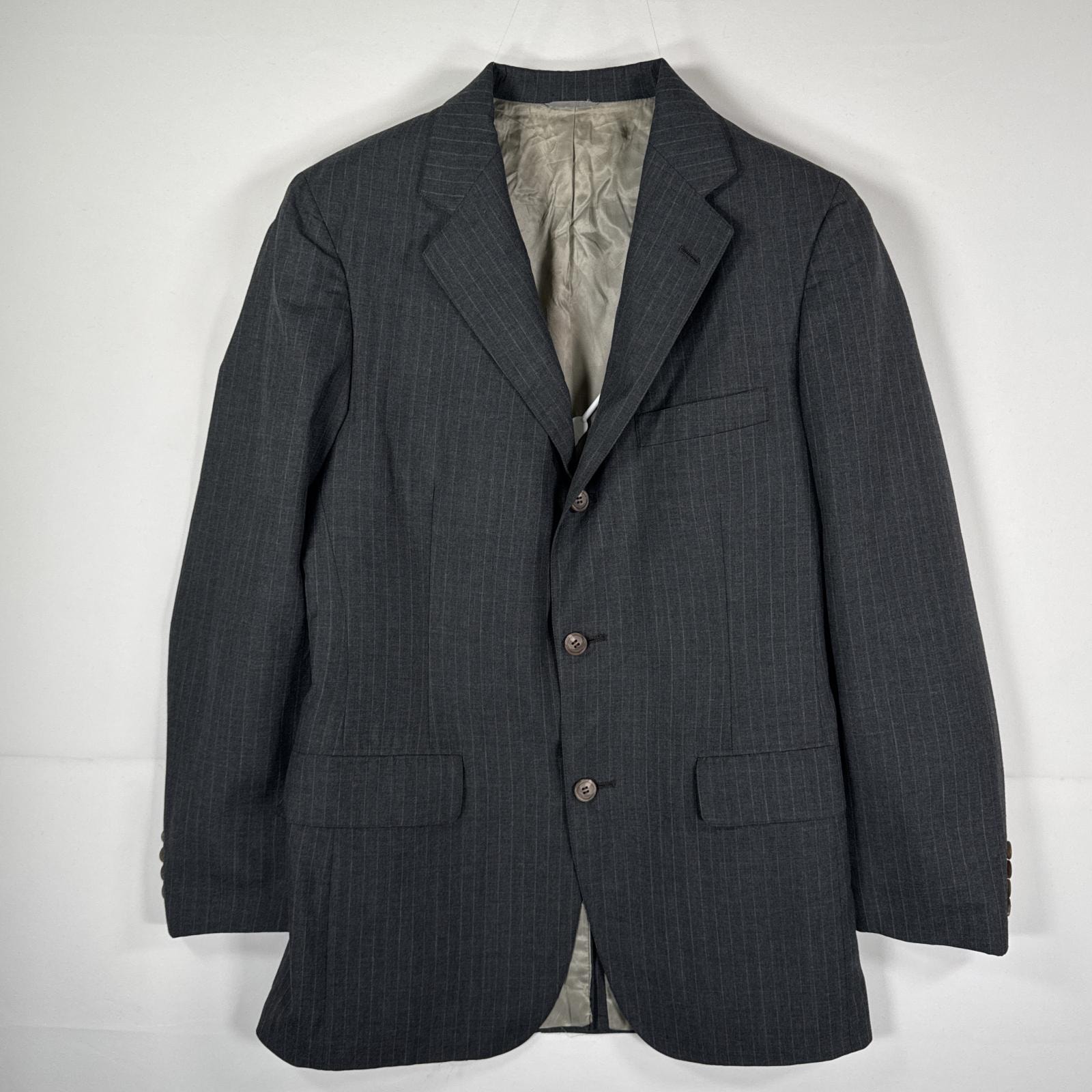 古着 ポロ・ラルフローレン POLO RALPH LAUREN テーラードジャケット ブレザー 小さめ スーツ  グレー ストライプ メンズ
