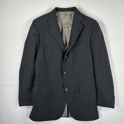古着 ポロ・ラルフローレン POLO RALPH LAUREN テーラードジャケット ブレザー 小さめ スーツ グレー ストライプ メンズ