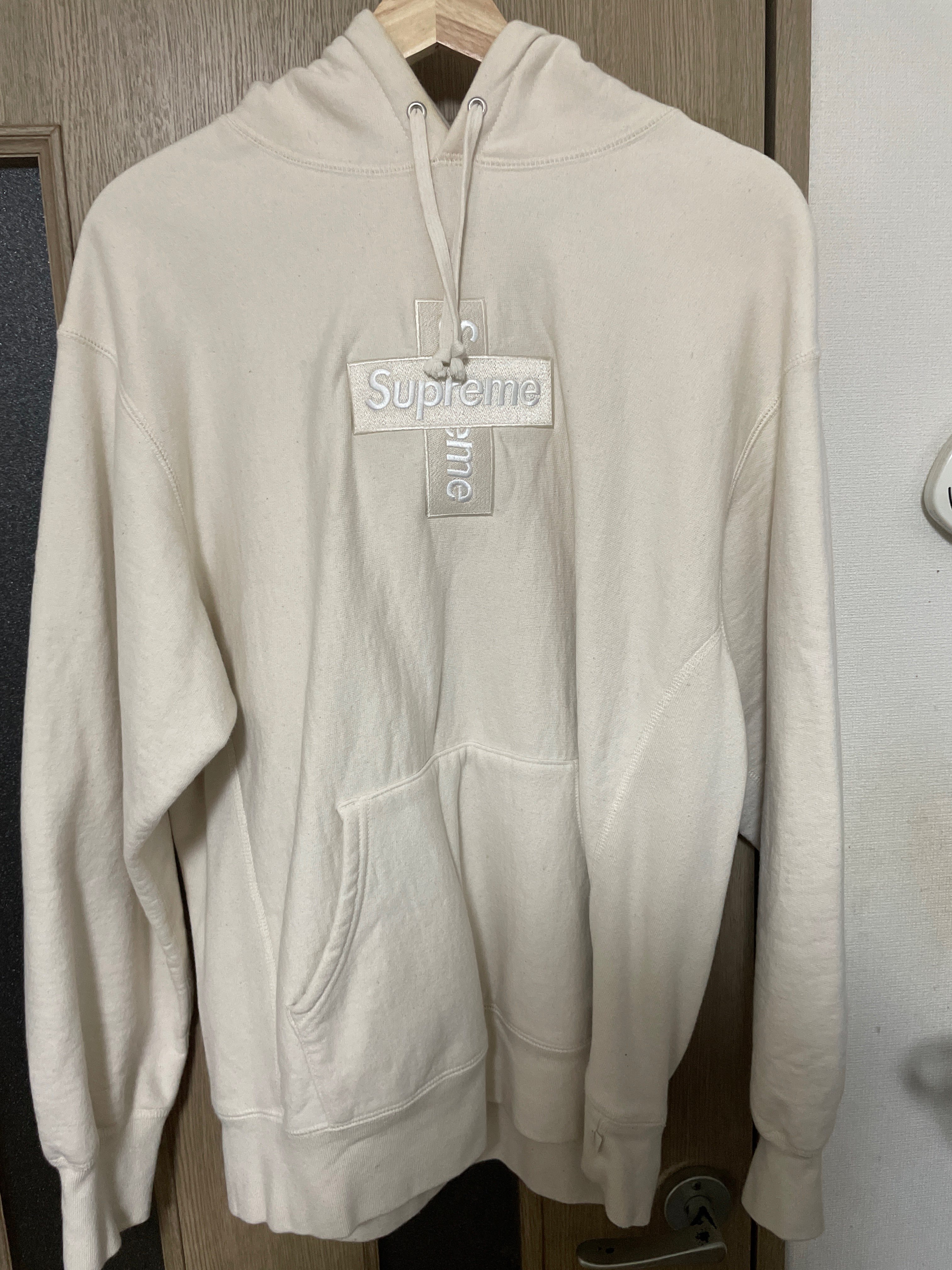 Supreme Cross Box Logo Hooded Sweatshirt "Natural"