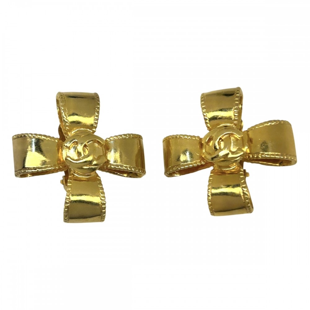 CHANEL シャネル イヤリング ココマーク クロスモチーフ リボン ヴィンテージ アクセサリー GP    97A ゴールド レディース 約31.6g 1997年【中古品】