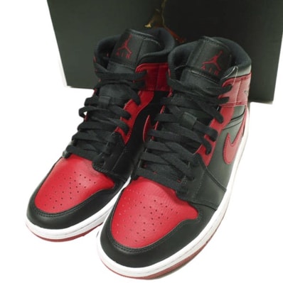 NIKE ナイキ AIR JORDAN 1 MID エアジョーダン 1 ミッド 554724-074 US9(27cm) BLACK/GYM RED-WHITE スニーカー シューズ g23796