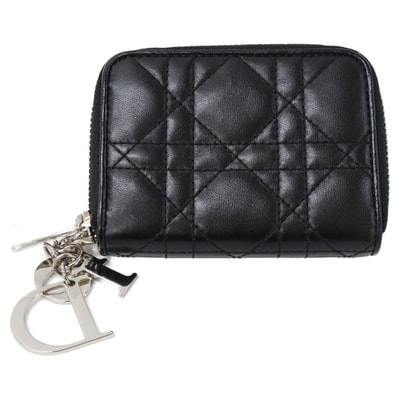 ディオール 【美品】レディディオール ラムスキン カナージュ ラウンドファスナー