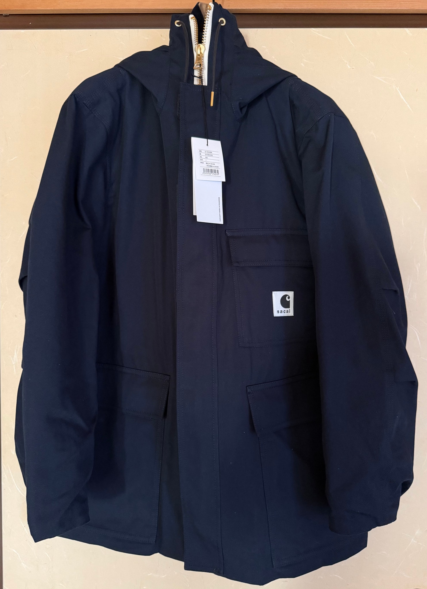 Carhartt WIP × sacai Reversible Duck Coat "BeigexNavy"