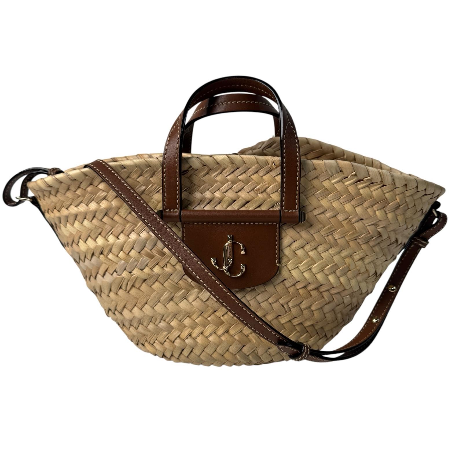 ジミーチュウ Jimmy Choo ラフィア製 Macy カゴバッグ 2way ショルダーバッグ ハンドバッグ 斜めがけ クロスボディ レディース