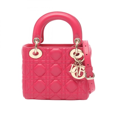 ディオール Dior レディディオール ミニ カナージュ 2WAY ハンドバッグ バッグ レザー レディース ピンク系 【中古】