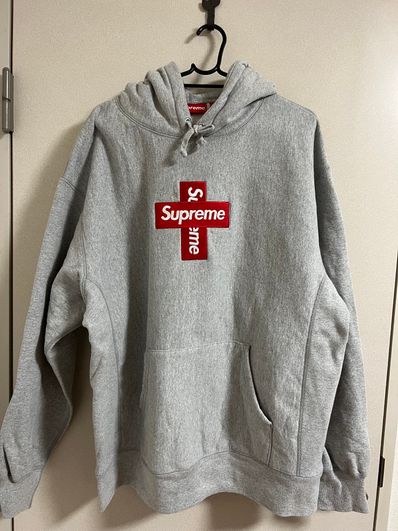 Supreme Cross Box Logo Hooded Sweatshirt "Grey"