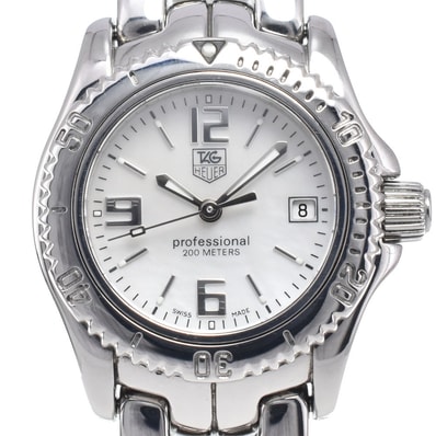 タグホイヤー TAG HEUER WT141A リンク デイト ホワイトシェル クォーツ レディース 美品 腕時計 L#148175