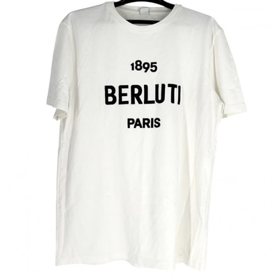 Berluti ベルルッティ 半袖Tシャツ ロゴ トップス 服 アパレル S ホワイト 白 ブラック 黒 コットン メンズ 春 夏【中古品】
