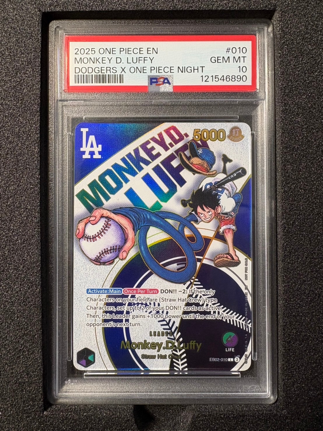 PSA10】モンキー・D・ルフィ L-P [EB02-010](エクストラブースター 