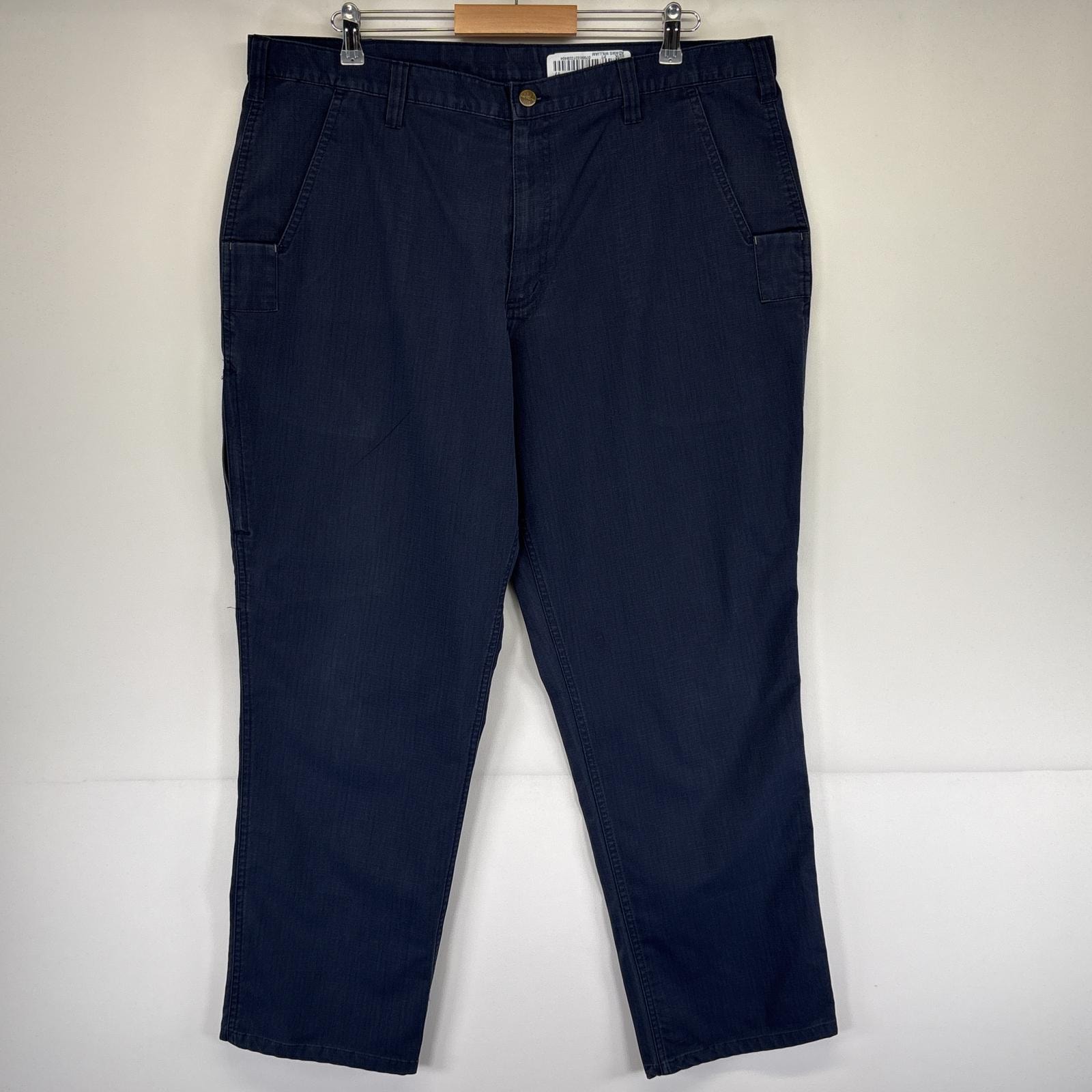 古着 カーハート Carhartt ワークパンツ ダック ワンポイントロゴ リップストップ 大きいサイズ w38 L30  ネイビー メンズ