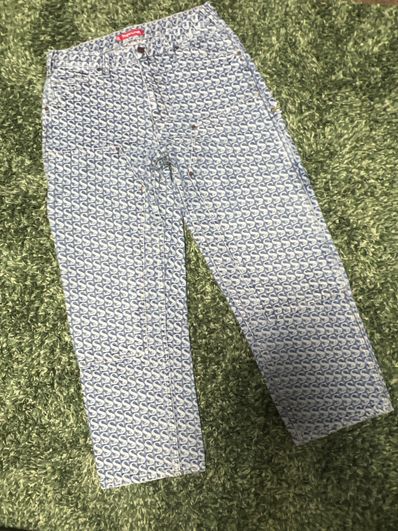 Supreme Monogram Double Knee Denim Painter Pant "Blue"