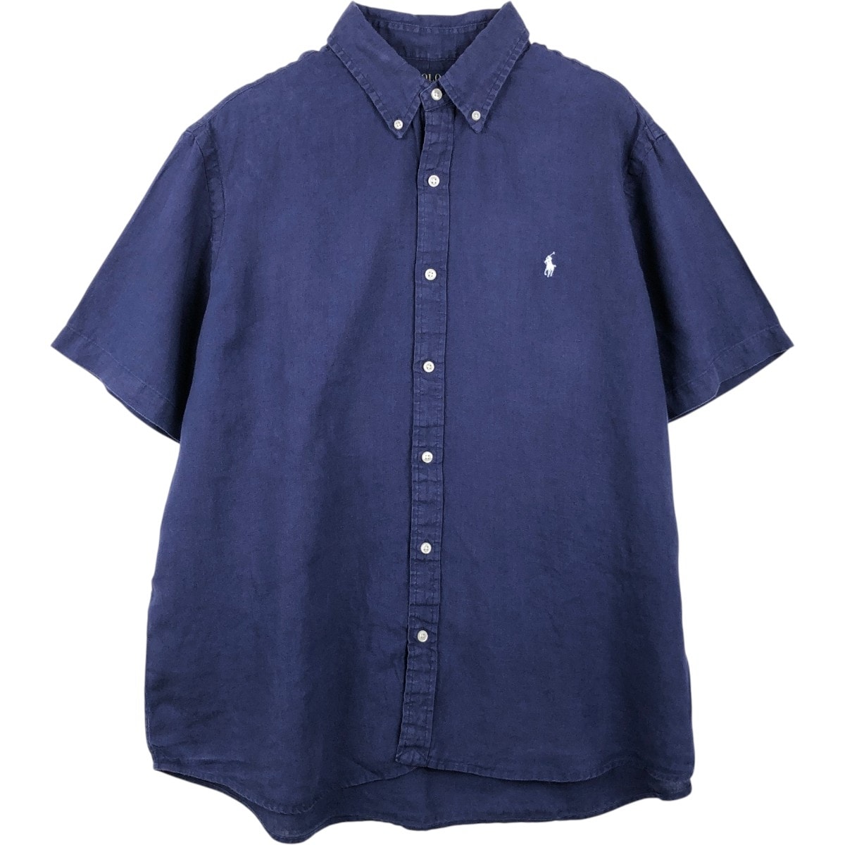 古着 ラルフローレン Ralph Lauren POLO RALPH LAUREN CLASSIC FIT RL UNTUCKED FIT 半袖 リネン ボタンダウンシャツ メンズXL相当/eaa665307