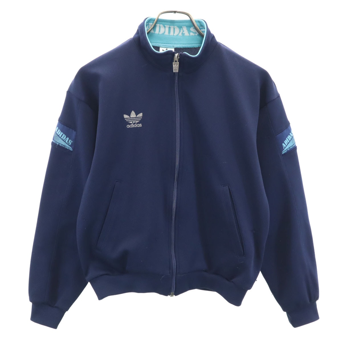 adidas アディダス 80s デサント製 ヴィンテージ トレフォイルロゴ トラックジャケット 160 ネイビー ジャージ