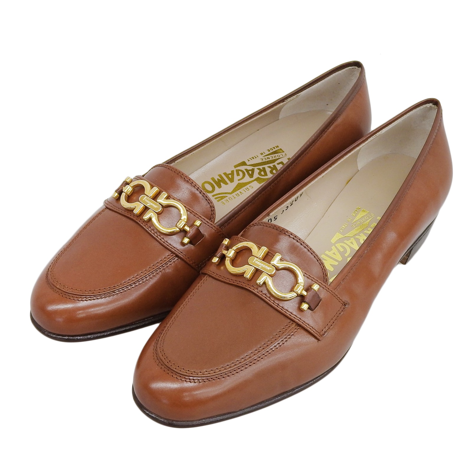 未使用品 サルヴァトーレフェラガモ
 ローファー BABS ブラウン レディース 7 33209