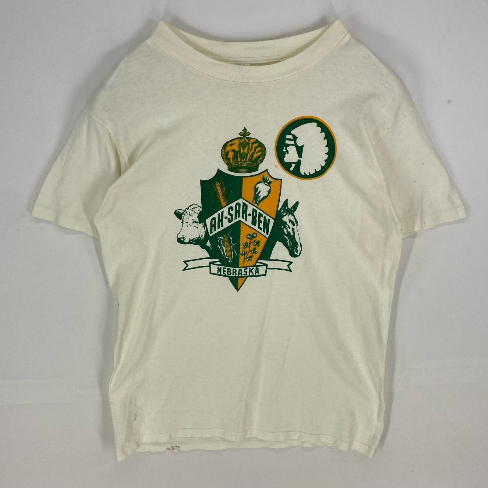 古着 80's/80年代 ヴィンテージ チャンピオン Champion USA製 半袖Tシャツ ネブラスカ L  ホワイト系 バックプリント メンズ