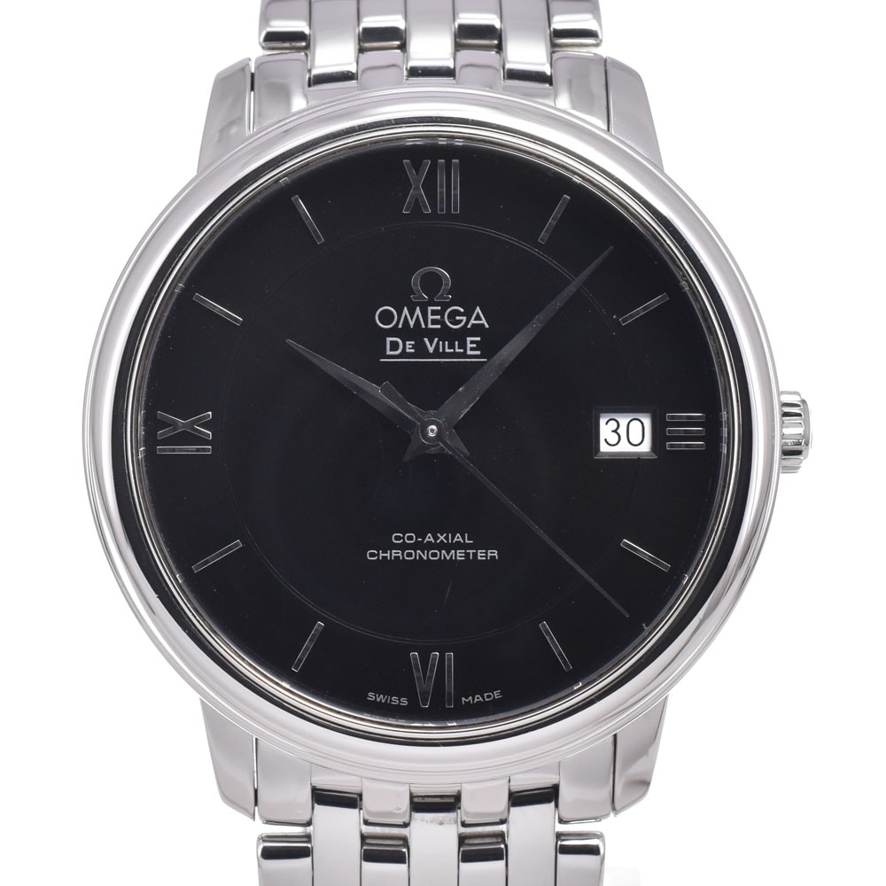 オメガ OMEGA 424.10.37.20.01.001 デビル デイト CO-AXIAL ブラック 自動巻き メンズ 良品 保証書付き 腕時計 J#150128