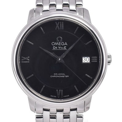 オメガ OMEGA 424.10.37.20.01.001 デビル デイト CO-AXIAL ブラック 自動巻き メンズ 良品 保証書付き 腕時計 J#150128