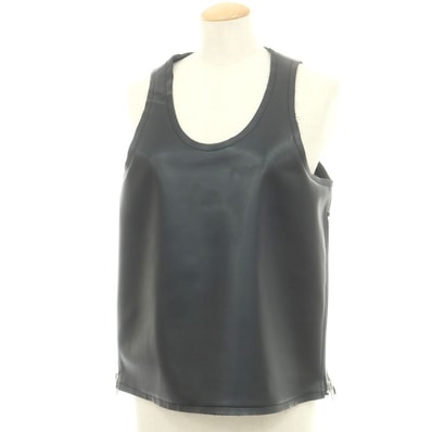 【中古】コムデギャルソン COMME des GARCONS 2024年秋冬 合成皮革 Uネック ノースリーブ カットソー ブラック【サイズXS】【レディース】