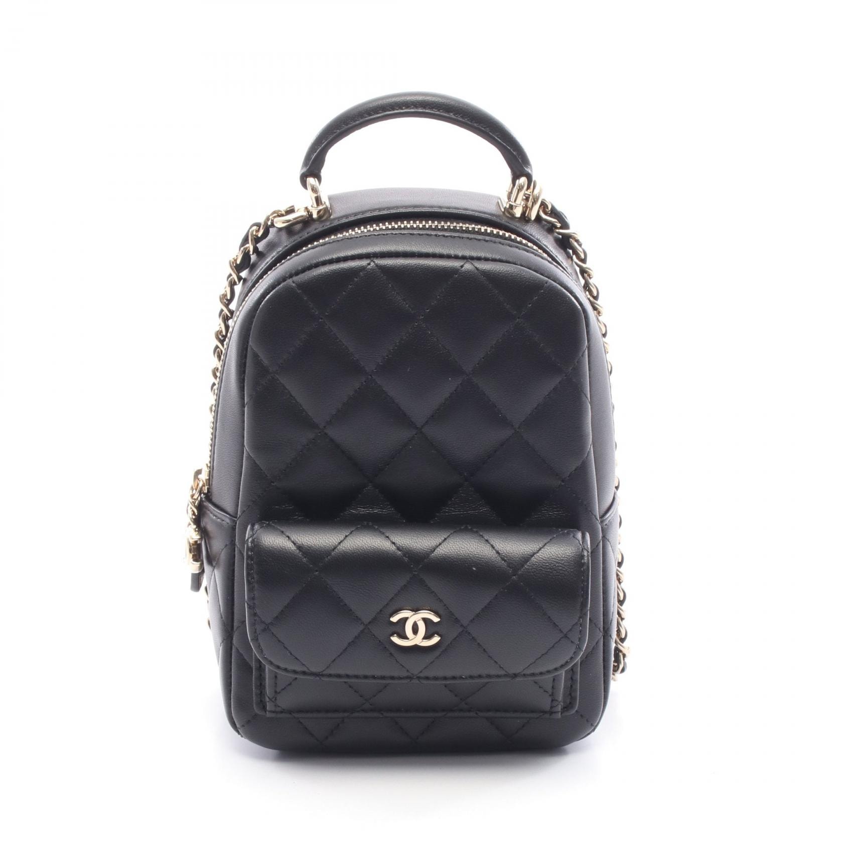 シャネル CHANEL マトラッセ リュックサック バックパック バッグ レザー レディース ブラック系 AP3753 【中古】