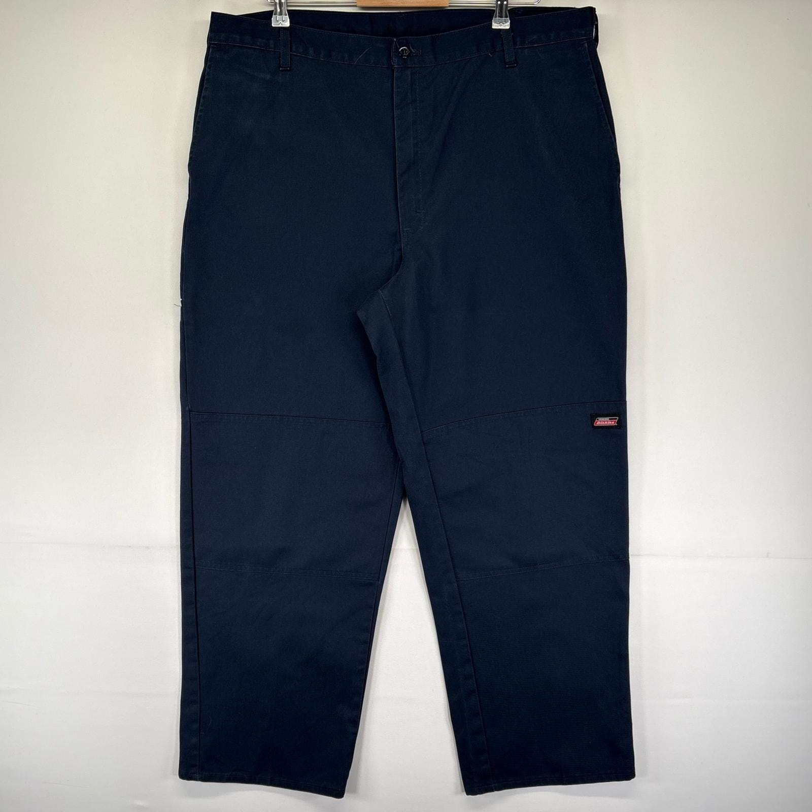 古着 ディッキーズ Dickies パンツ ワーク ダブルニー ジッパーフライ ワンポイントロゴ 作業着 W40 L32  ネイビー系 メンズ