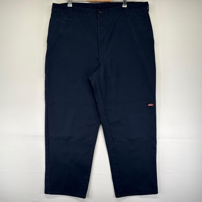 古着 ディッキーズ Dickies パンツ ワーク ダブルニー ジッパーフライ ワンポイントロゴ 作業着 W40 L32 ネイビー系 メンズ